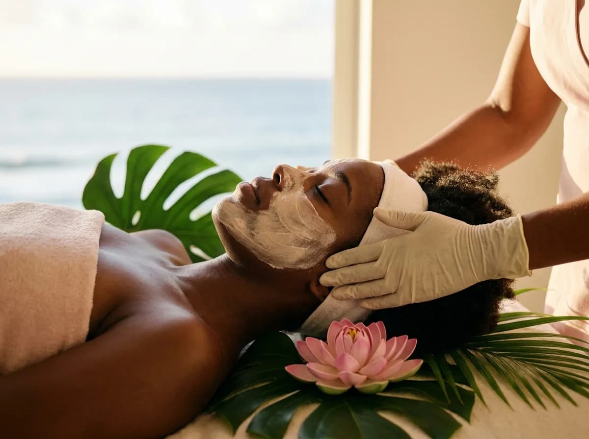 Application d'un masque lors d'un soin du visage